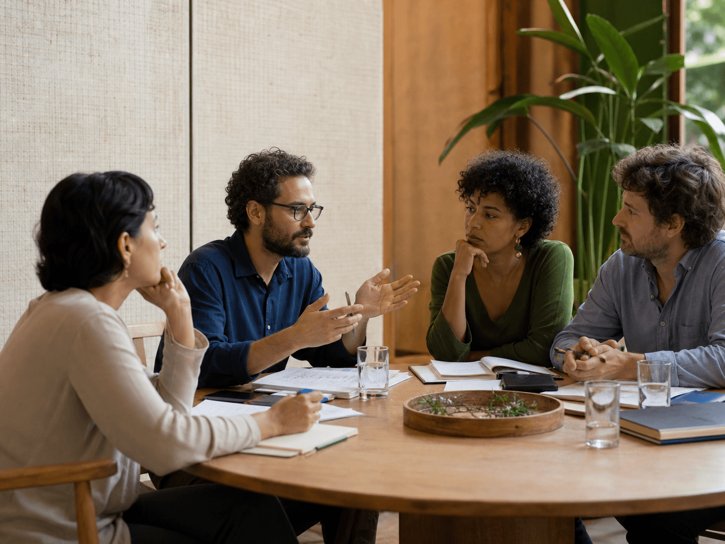 Comunidade reunida em uma mesa para troca de conhecimento